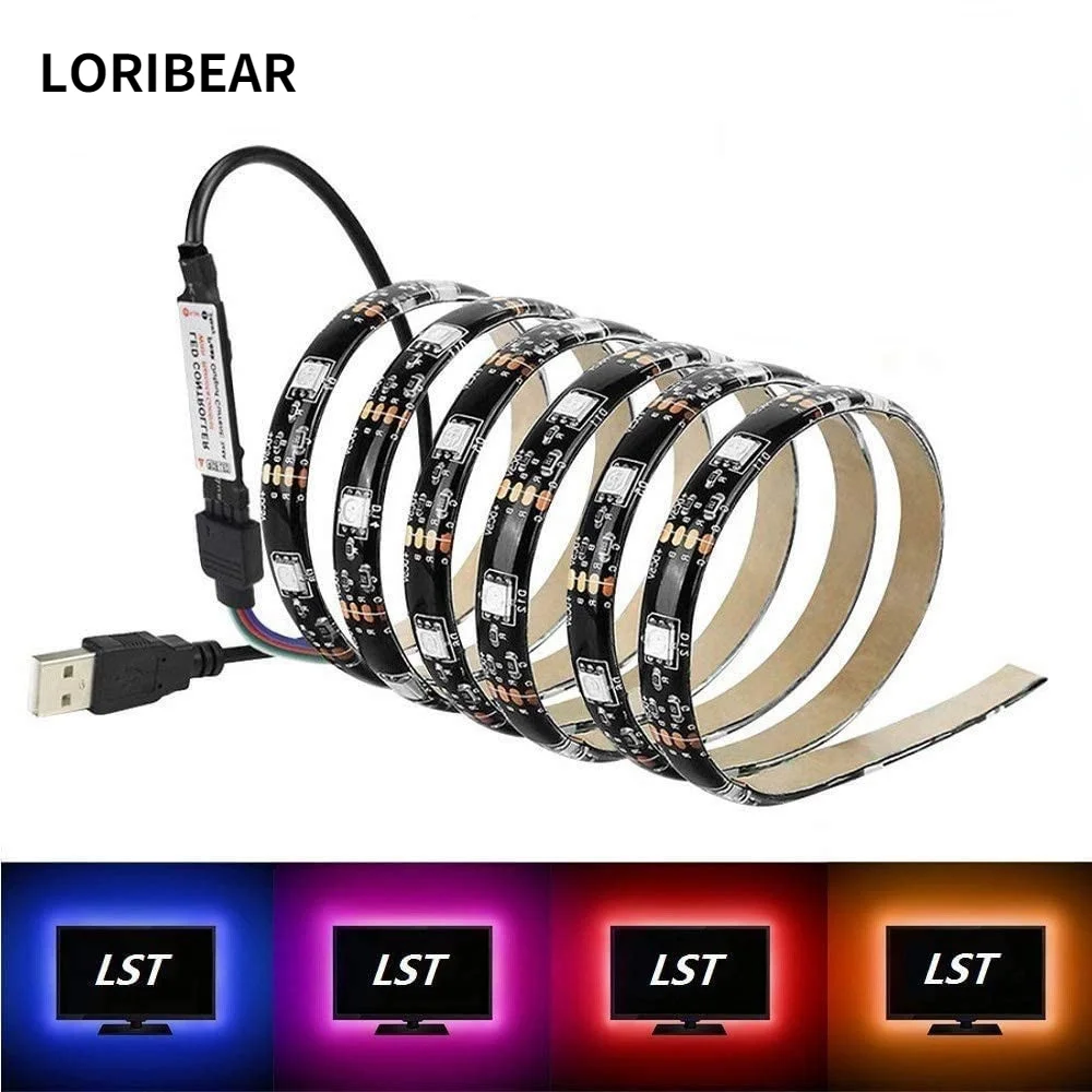 

USB 5V Led Strip Light 5050 RGB 30Leds TV Background Lighting DIY Flexible Christmas Bedroom Kitchen Living Room Decorative Lamp
