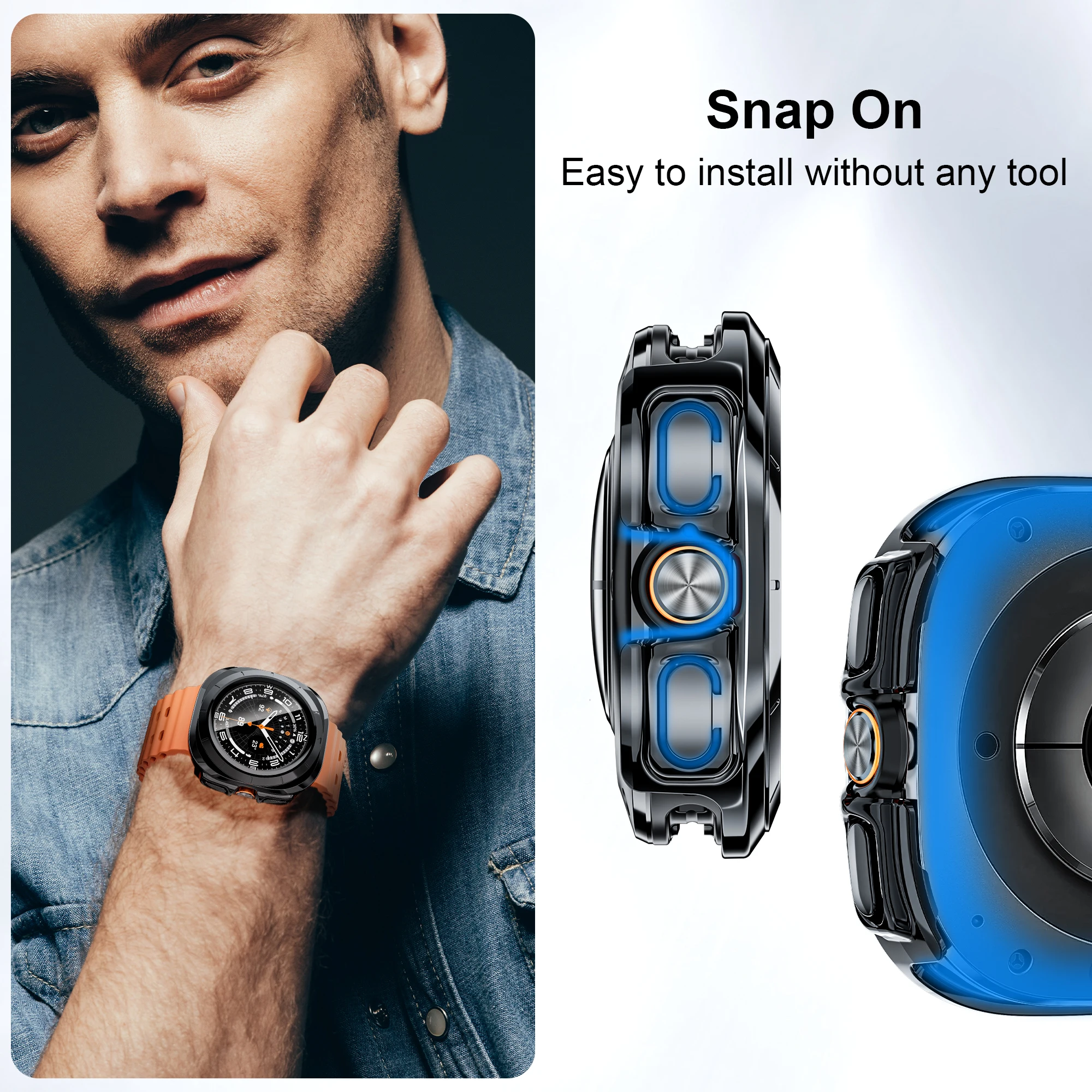 Фото Чехол для Samsung Galaxy Watch Ultra 47 мм, аксессуары, защита экрана из закаленного стекла, жесткий бампер из поликарбоната для Galaxy Watch 7 ultra, чехол №5
