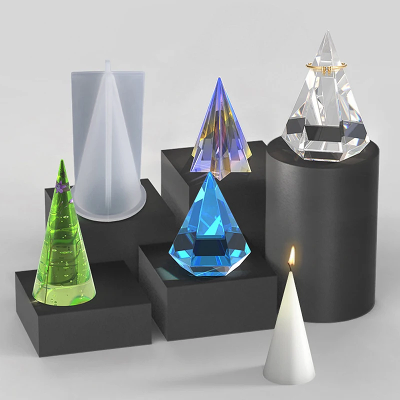 

Pyramid Geometric Cone Making Resin Epoxy Mold Ring Silicone Mold Triangle Crystal DIY Ring Jewelry Display Stand Jewelry Crafts