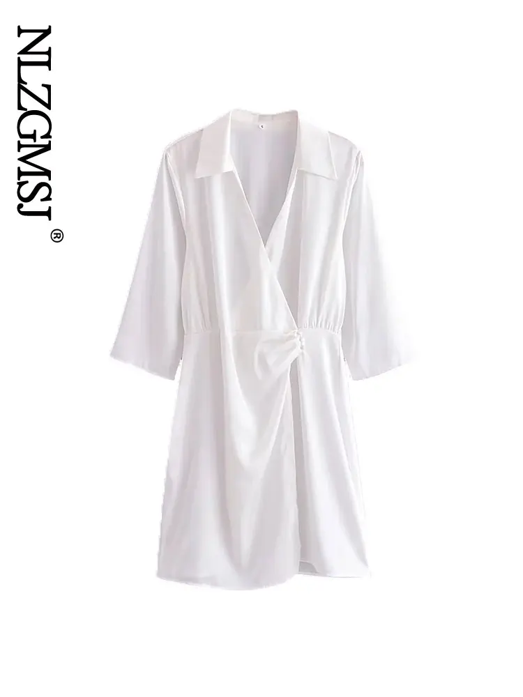 

Платье женское офисное с V-образным вырезом, длинным рукавом и драпировкой