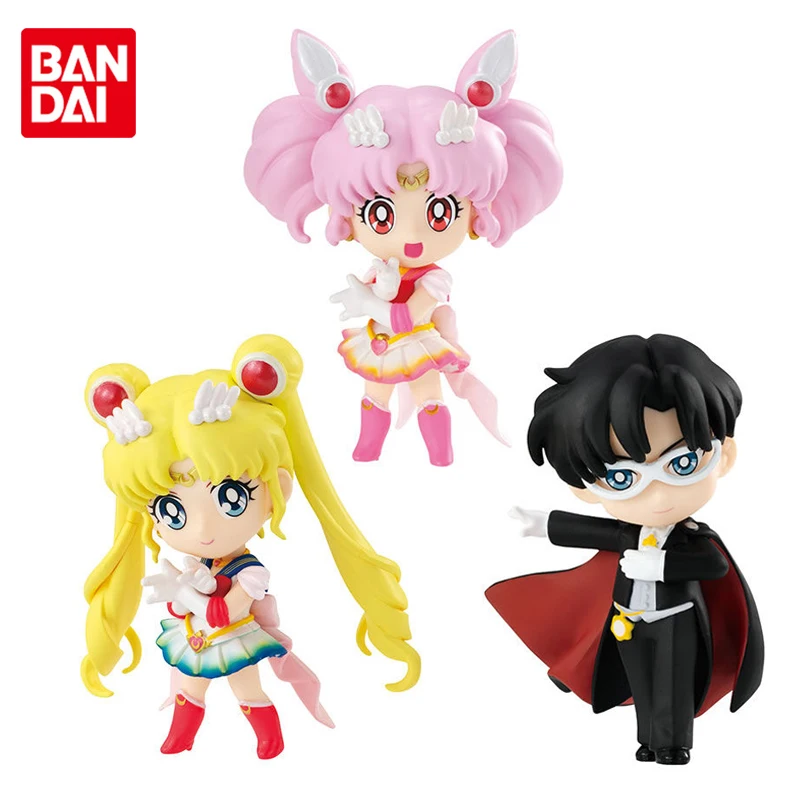 Bandai Genuine Gashapon Sailor Moon Eternal Chibiusa Chiba Mamoru Anime Action Figures Toys for Kids Boys Girls Children Gifts
