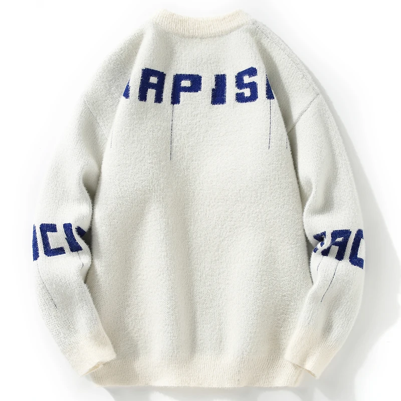 Y2K Clothes Men Hip Pop Knitted Men‘s Sweater Male Letter Printed Streetwear Spring Winter Oversized Casual Pullover Sweater