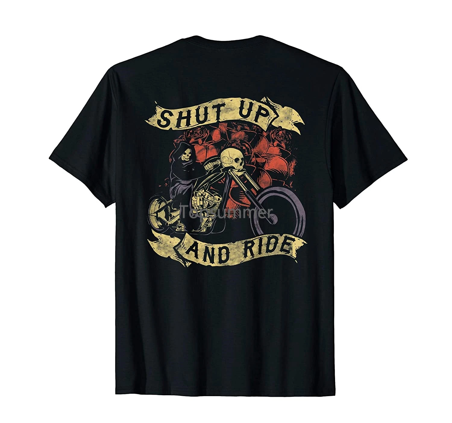 

Мотоциклетная рубашка с черепом и надписью «Shut Up And Ride»