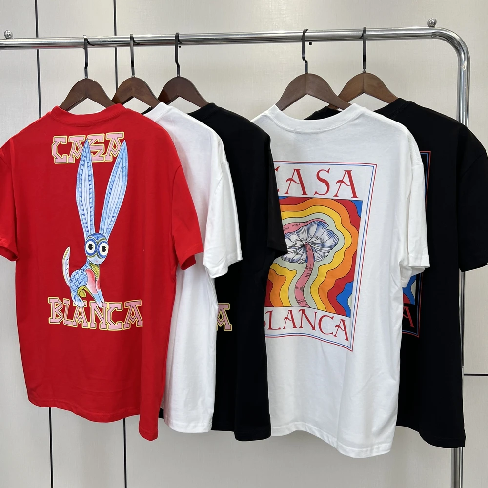 

New Casablanca T Shirt Men Women Oversize T-shirts 100% Cotton Holidays Hawaiian Short Sleeve Tees 1：1 High Quality