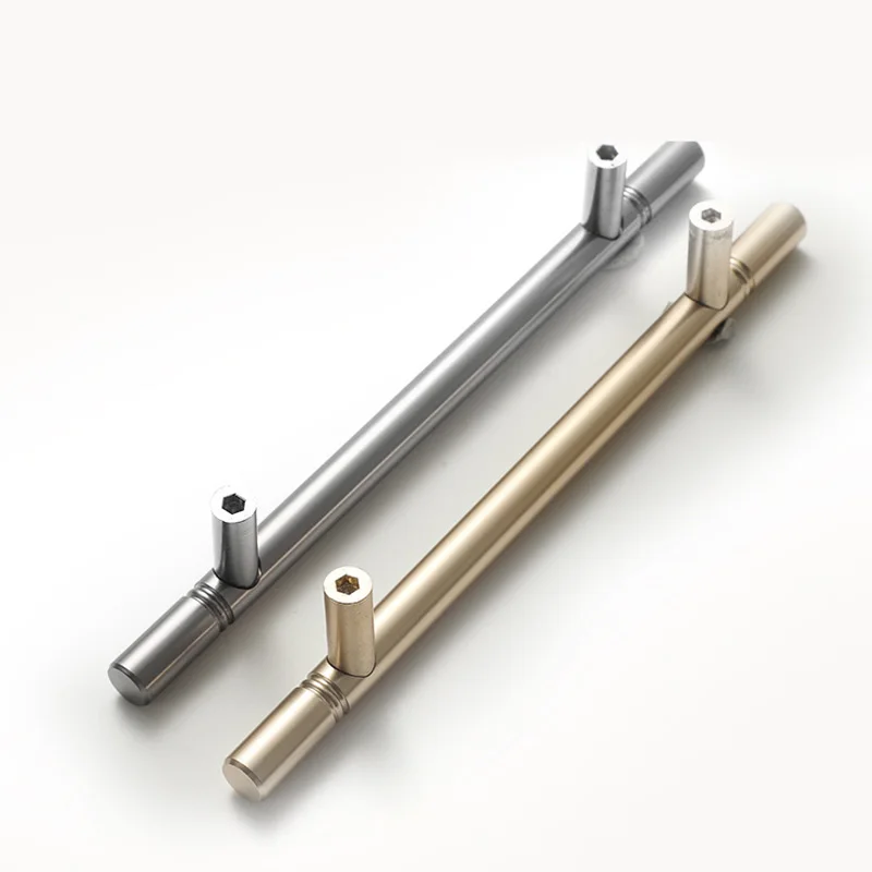 150-1000 мм матовая Золотая и серая алюминиевая ручка для мебели круглый шкаф