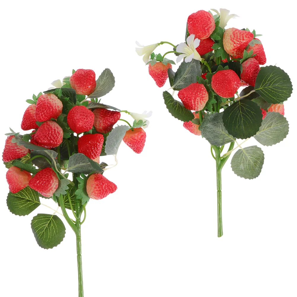 

Strawberry Artificial Decor Fake Flower Flowers Branch Fruit Faux Strawberries Table Bunch Stems Stem Branches Centerpieces