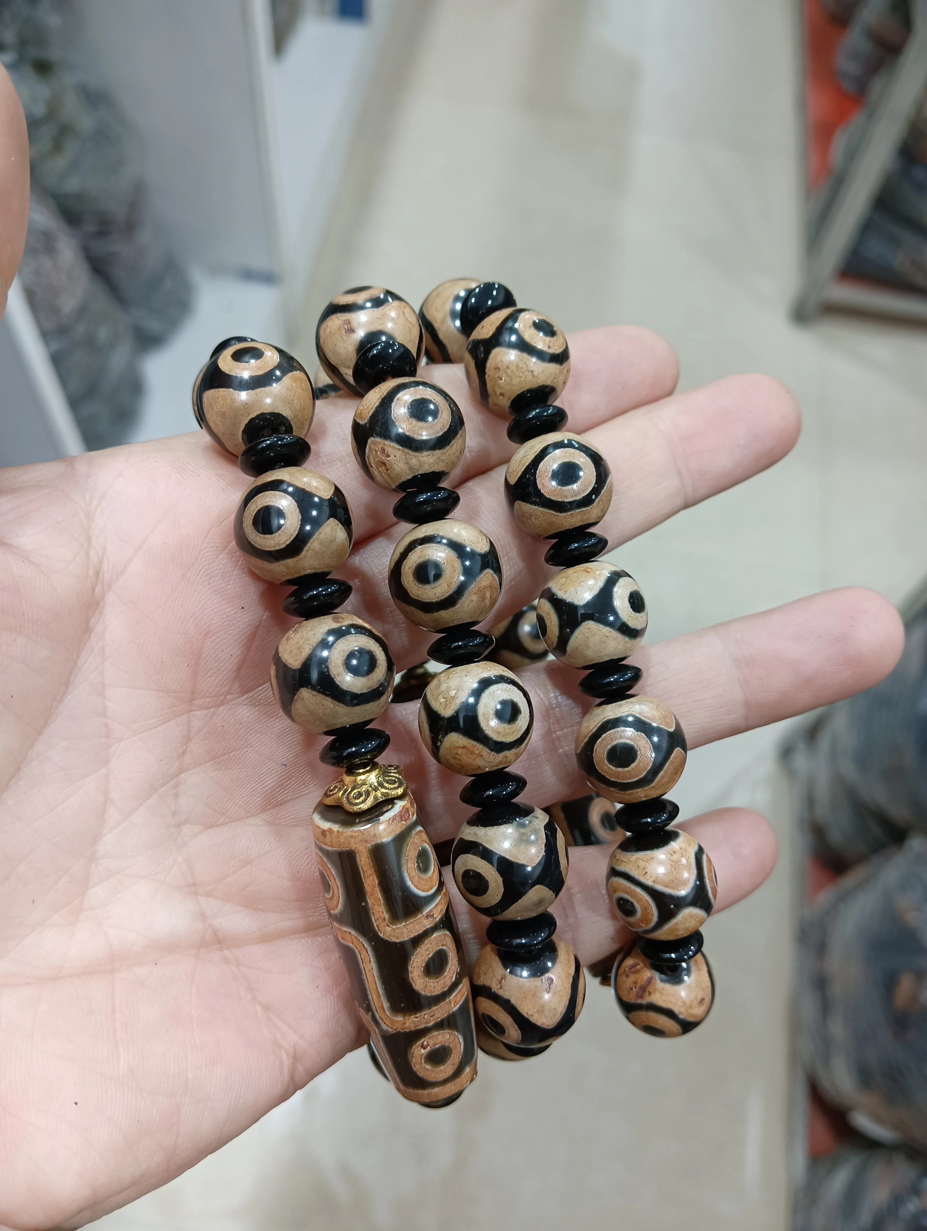 Природный Тибетский бусины дзи браслет браслеты девять глаз амулет три глаза