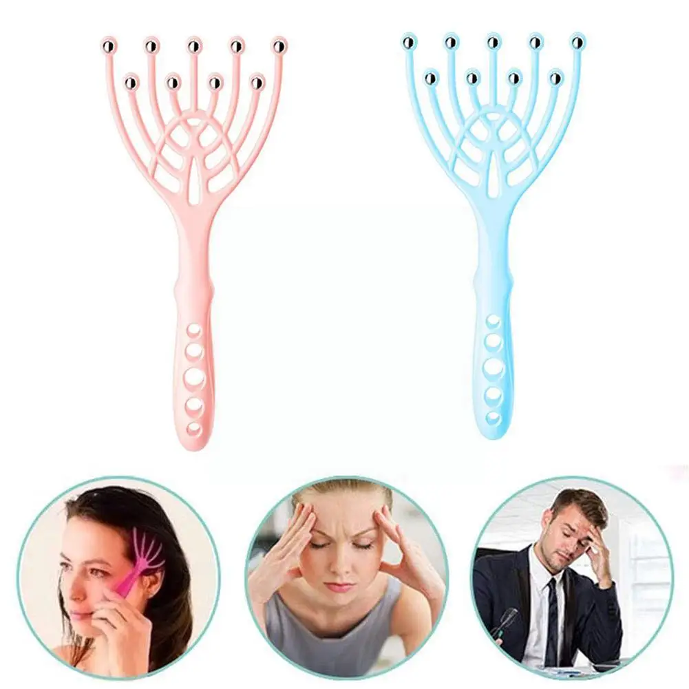 

Massager Scalp Neck Comb Roller Five Finger Claws Steel Ball Hand Held Relax Spa Hair Care For Hair Growth Stress Reli X7y6