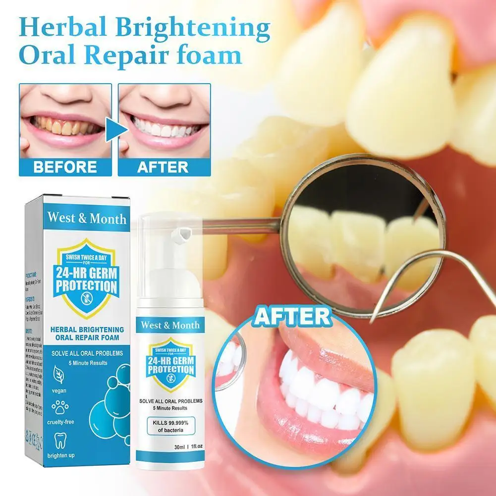 

30ml Teeth Whitening Toothpaste Foam Oral Cleaning Stains Hygiene Tooth Beauty Clean Remover Health Oral Gel Brighten White X2B3