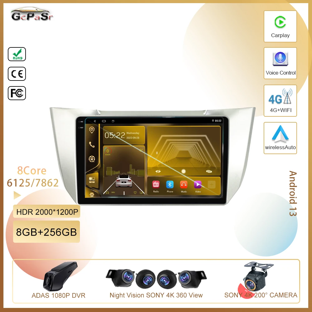 

For Lexus RX300 RX330 RX350 RX400H II 2 for Toyota Harrier XU30 II 2 Car Radio Multimedia Video Player Navigation GPS Android 13