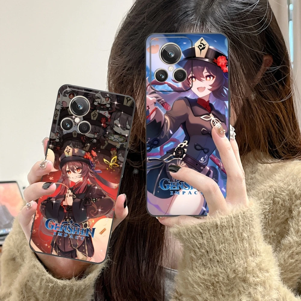 Genshin Impact HuTao мобильный телефон для Realme GT 2 9i 8i 7i Pro X50 X2 C35 C21 C20 C11 C3 черный мягкий чехол