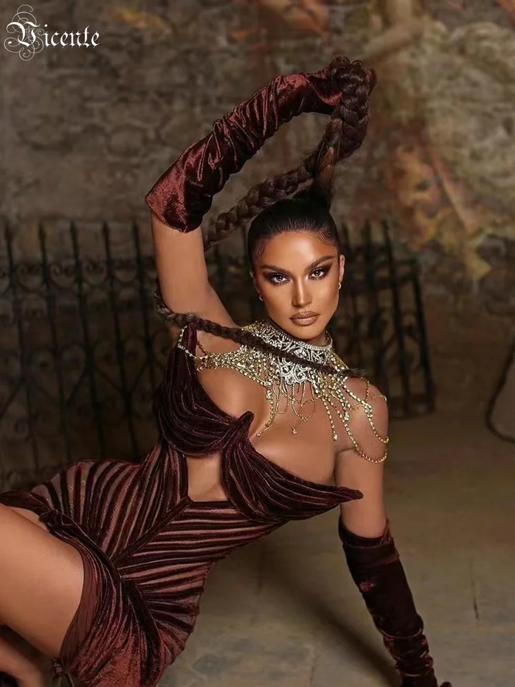 Бархатное платье для женщин VC 2022 бордовое ажурное дизайнерское без рукавов с