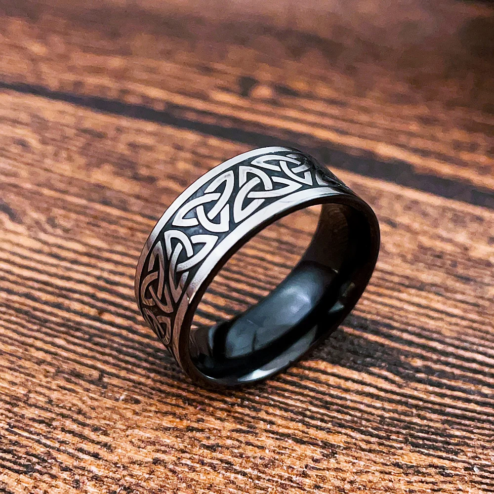 

Nordic Celtic Knot Odin Trinity Ring Men Women Fashion Simple Viking Rings Stainless Steel Biker Amulet Accessories Wholesale