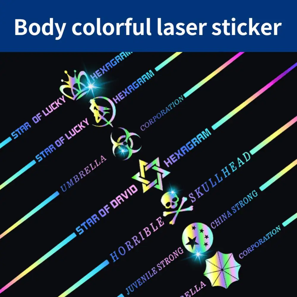 

1pc Colorful Reflective Laser Car Stickers Car Door Body Waterproof Car Decals Stickers Car Styling Decoration Accessories