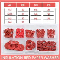 210pcs m2 m2 5 m3 m4 m5 m6 m8 gasket set electrical electronic insulation washer red paper flat gasket round mat kit