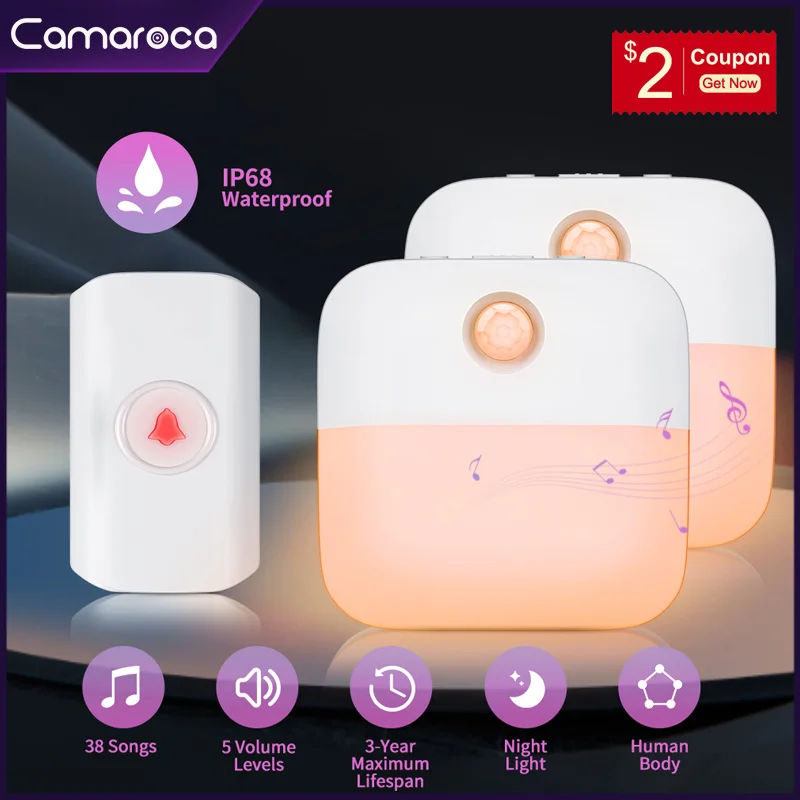 

Camaroca Induction Night Light Wireless Doorbell Multi-scenario Usage Infrared Body Sensing Type-C Charge Security-protection
