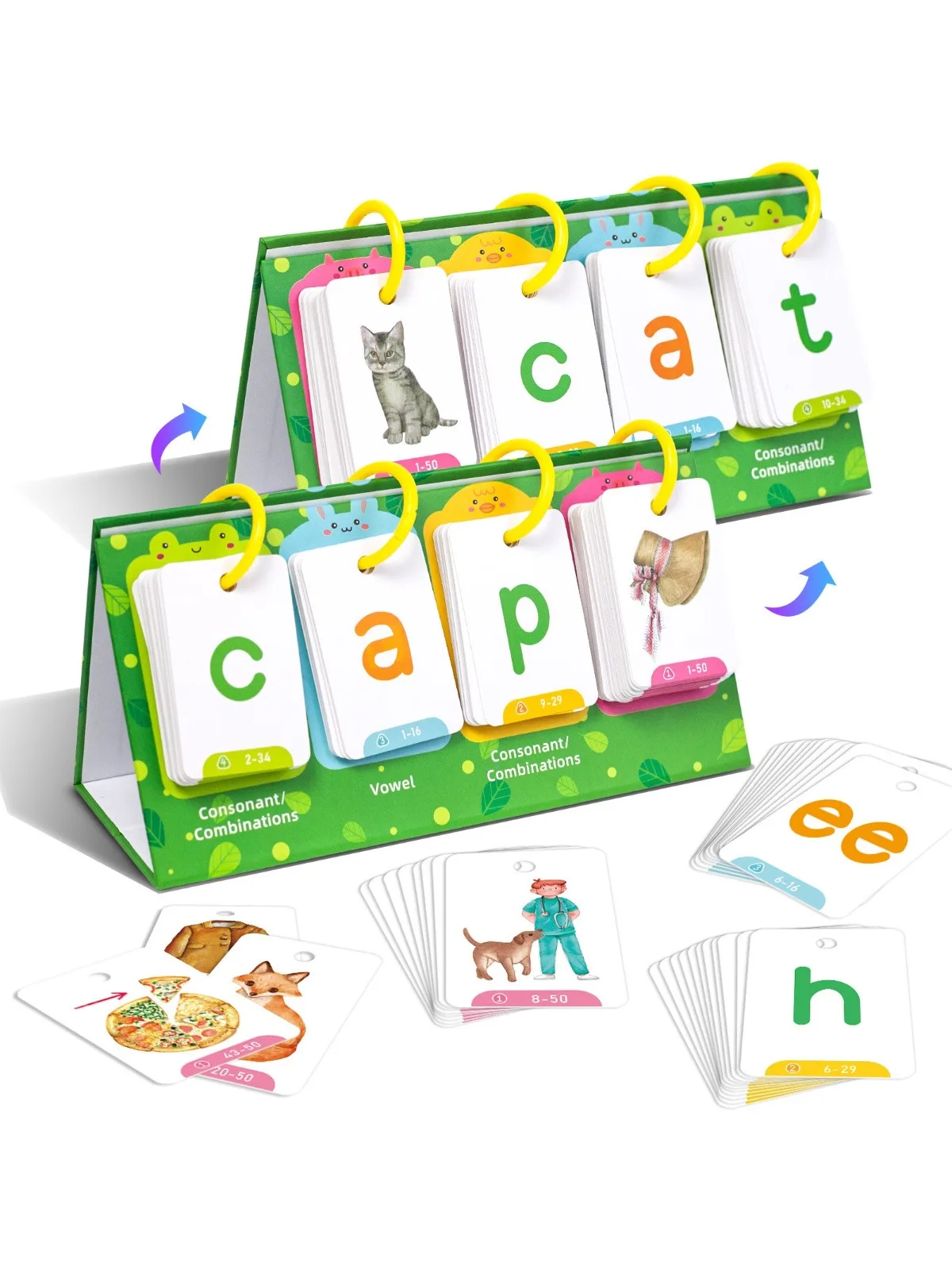 

Монтессори Word Builder Games Phonics Flash Cards Sight Words Flip Chart Инструмент обучения активности для детей Специальная речевая терапия