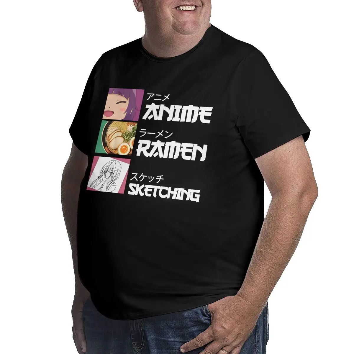 Футболки больших размеров с аниме Рамен для и высоких мужчин хлопковые футболки
