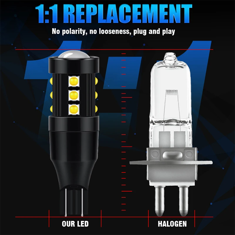 Лампы головного света W16W T15 2/10 шт. без ошибок в шине