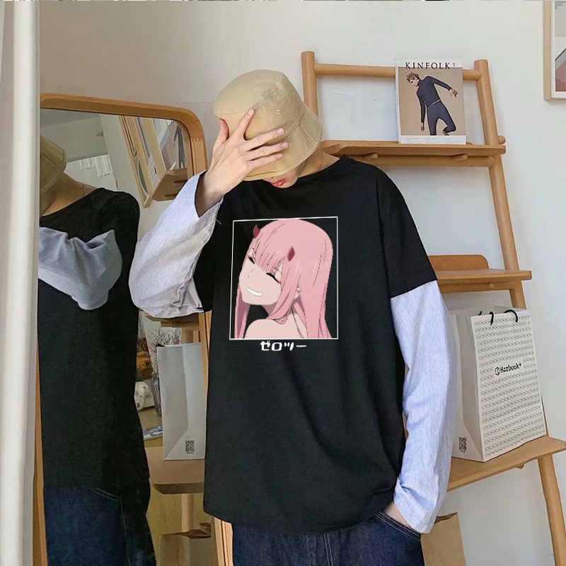 Футболка в стиле Харадзюку с изображением аниме Дарлинг во Фране две поддельные