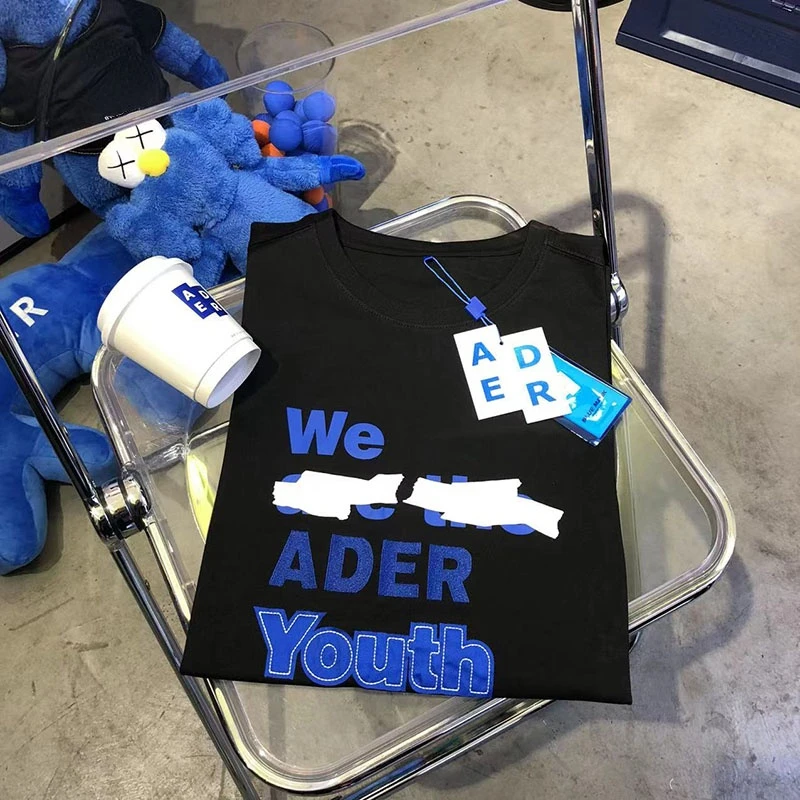 

Повседневная хлопковая футболка с коротким рукавом и вышивкой Adererror для мужчин и женщин 1:1, высокое качество, свободная футболка