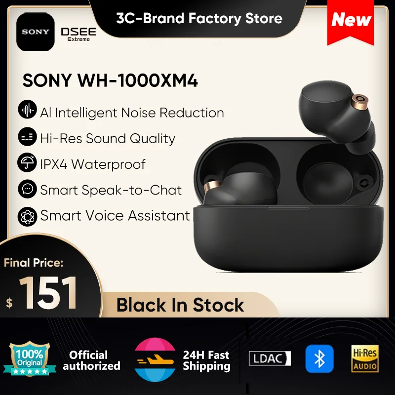 

Sony WF-1000XM4 True Wireless Bluetooth Earphones TWS Earbuds Active Noise Canceling Hi-res Bluetooth 5.2 LDAC Alexa Built-in