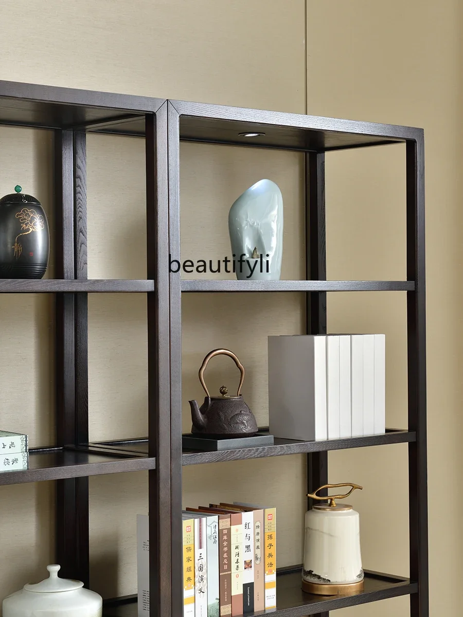 Стеллаж Bogu в китайском стиле с лампой павильонная полка Duobao из массива дерева