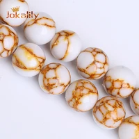 white gold line turquoises beads natural stone golds thread pine stone round beads for jewelry making diy bracelet 4 6 8 10 12mm