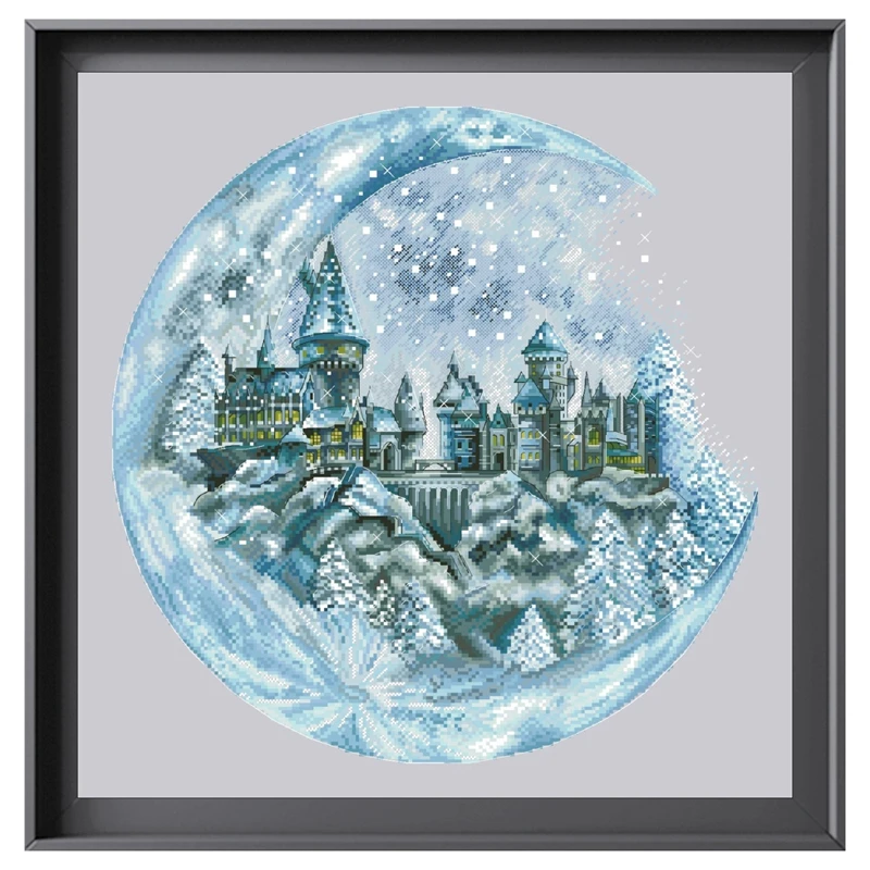 

Magic Hogwarts cross stitch kit city street 18ct 14ct 11ct silver canvas stitching embroidery DIY wall home decor
