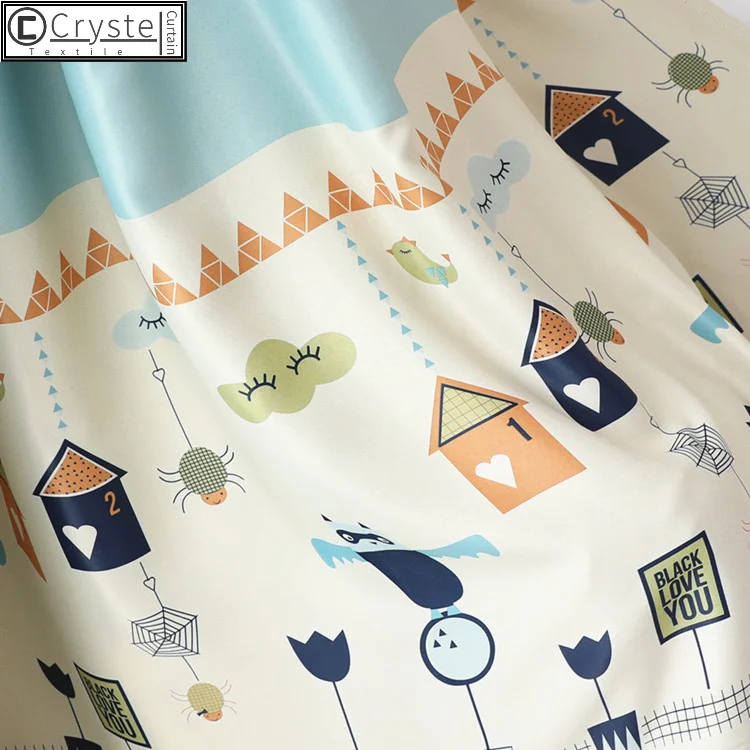 

Cartoon Houses Children's Curtain for Bedroom High Shading Curtain Cute Kindergarten Embroidered Curtains for Living Room