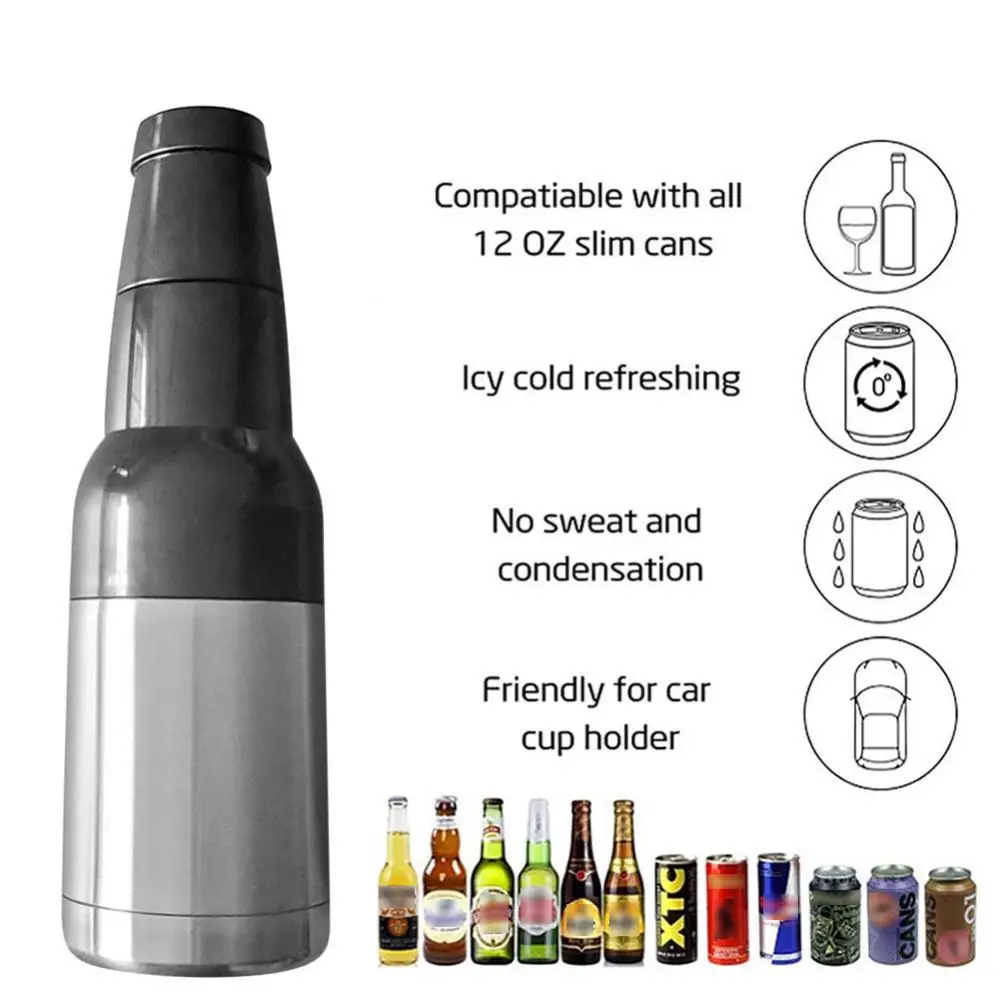 Stainless Steel Beer Bottle Can Cooler Double Layer Insulated Keep Beer Cola Drink Beverage Cold Keeper With Bottle Opener