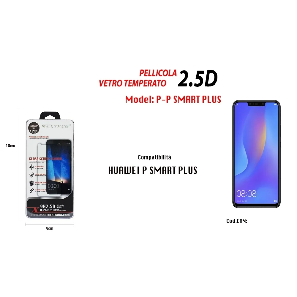 Пленка из закаленного стекла для HUAWEI P SMART PLUS Защитный ЖК-дисплей MAXTECH P-P PLUS- |