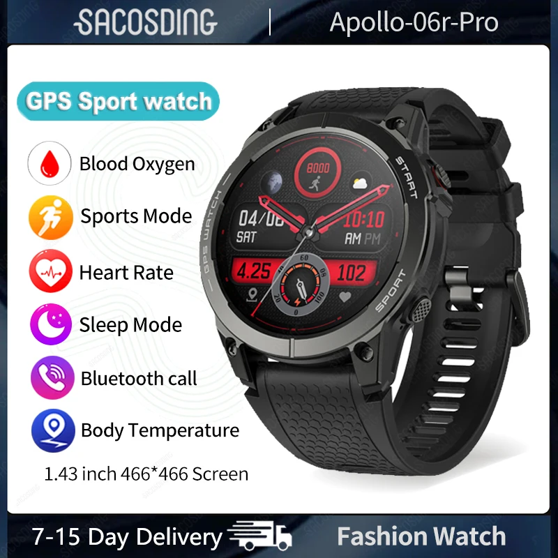 

GPS Bluetooth Call Smart Watch Ultra HD 466*466 AMOLED Display Built-in GPS HD Sports Swim Waterproof Smartwatch 400mAh Battery