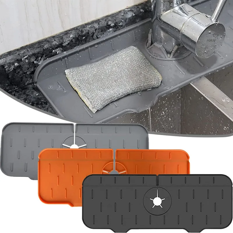 

Bathroom Kitchen Faucet Absorbent Mat Sink Splash Guard Silicone Faucet Splash Pad Countertop Protector for Faucet Accessories