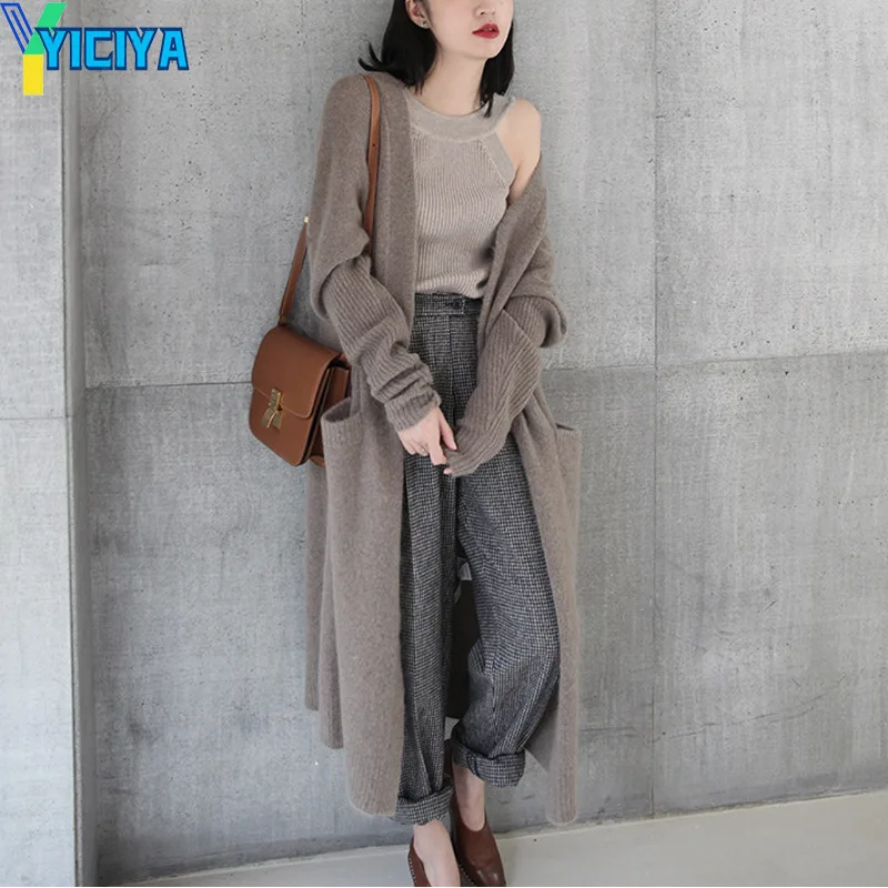 

YICIYA Cardigan Women Clothing Knitwears 2023 New Autumn Winter Sweaters korean fashion vintage long sleeve top Cardigan female