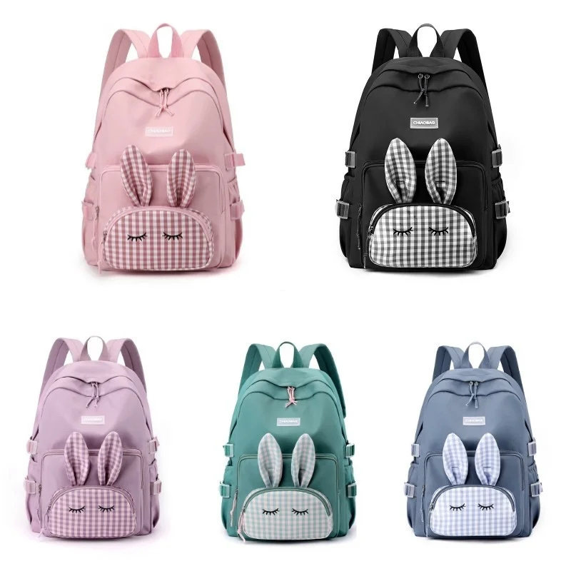 

Cartoon Plaid Rabbit Children's Backpack 3-6 Grade Primary School Student Bag Large Capacity Waterproof Backpack