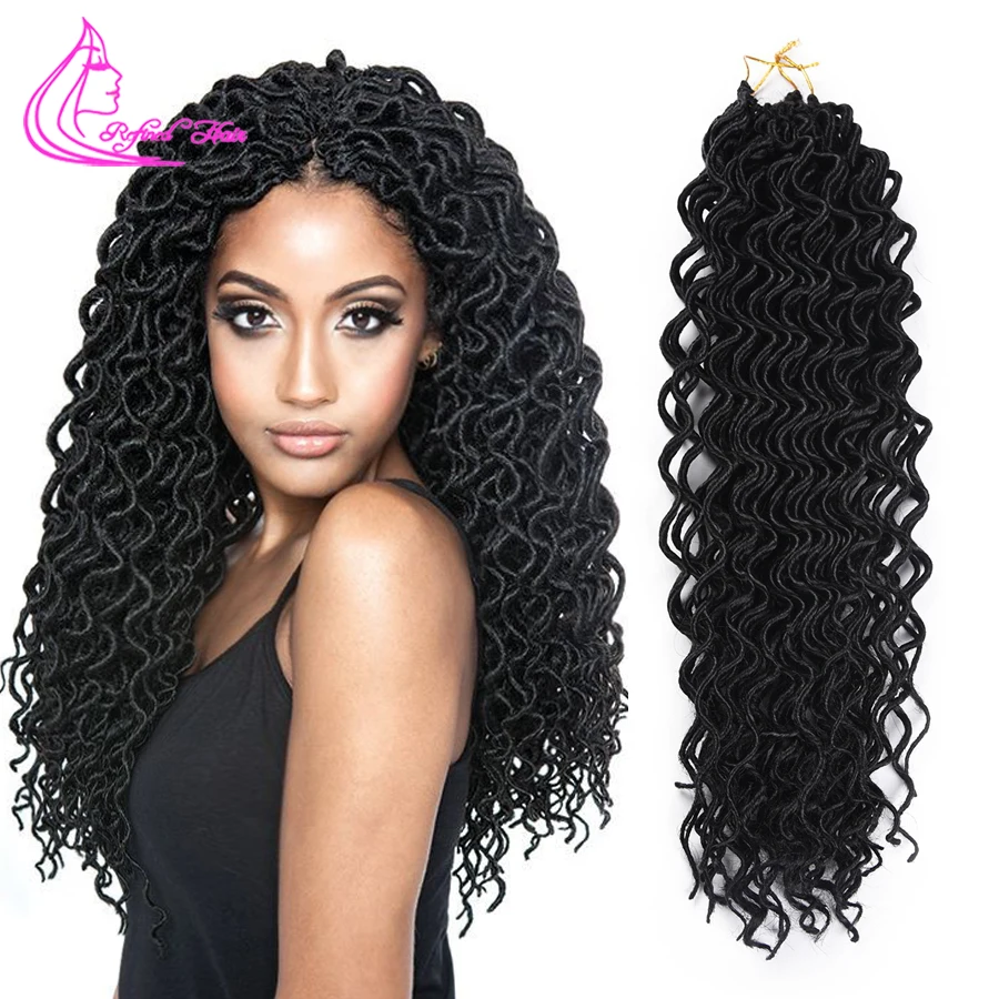 

Synthetic Faux Locs Curly Crochet Braids Goddess Locs Hair Extensions Ombre Braiding Hair Bohemian locks for black woman girls