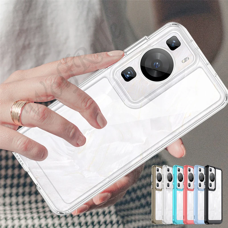 For Huawei P60 Pro Case Cover Huawei P60 Pro Capas Shockproof Bumper Transparent Colour Frame Clear Fundas Huawei P 60 P60 Pro