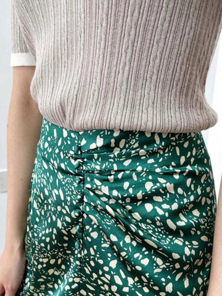 

2022 Spring and Summer New Women Skirts Floral Print Slit Skirt Midi Skirts