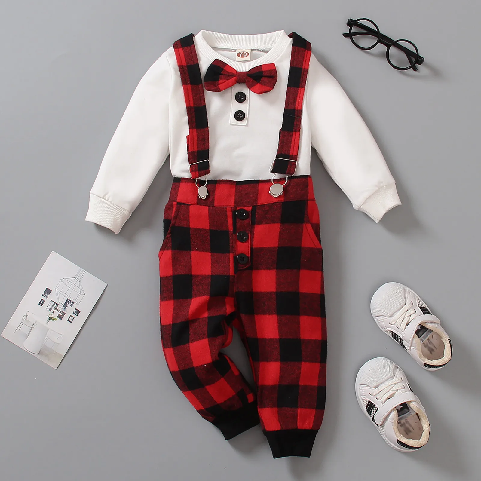 Комплекты рождественской одежды для маленьких детей мальчиков лоскутные