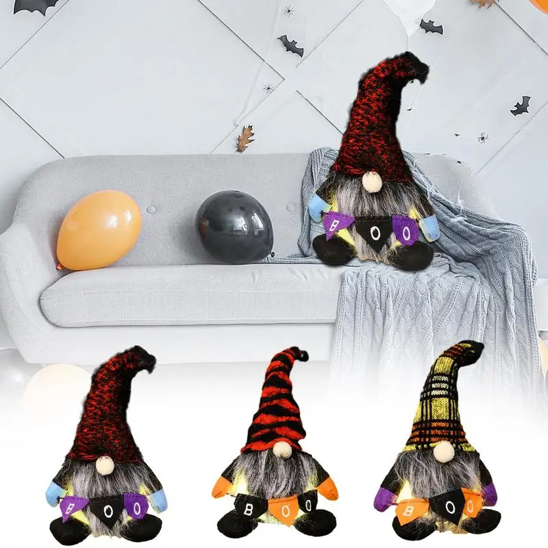 

Halloween Stuffed Gnomes with flickering Lights Autumn Decorations Plush Elf Dwarfs Dolls Xmas Gifts Thanksgiving Decor Ornament