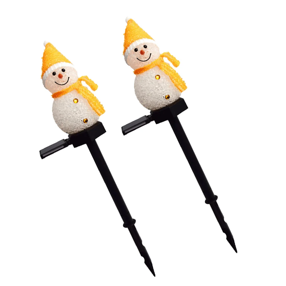 

2pcs Solar Stick Lamps Snowman Shape Garden Yard Decorative Lamps (Random Color)