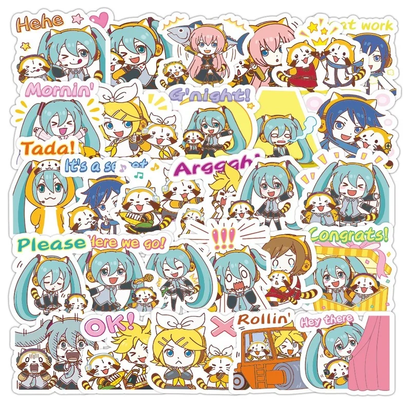 

40pcs Hatsune Miku Cartoon Anime Sticker Decals Laptop Phone Guitar Luggage Skateboard Diary Bike Cartoon Sticker Kids Toys