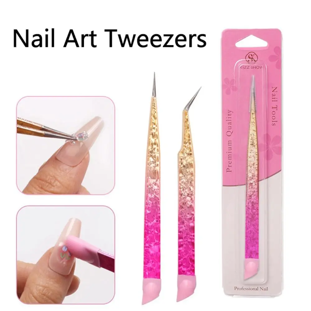 

Double Ended Silicone Nail Art Tweezers with Pressing Head Nail Stickers Rhinestones Pick Up Clip Eyelash Extension Makeup Tools