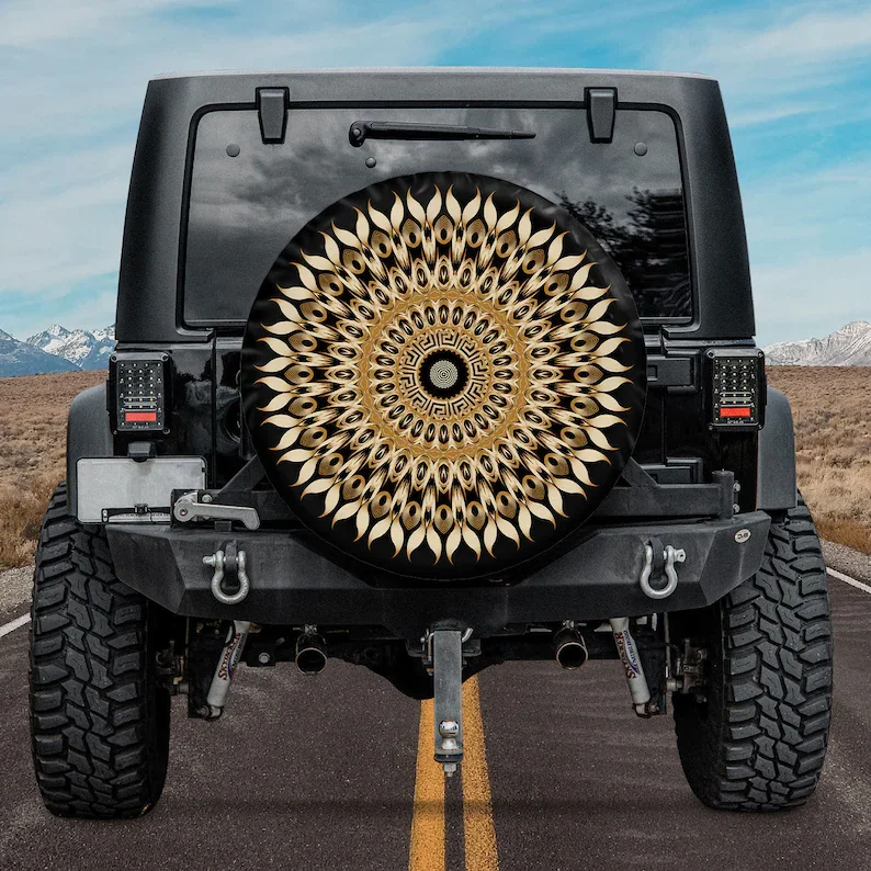 

Spare Tire Cover Camper With Or Without Backup Camera Hole, Sunflower Mandala Spare Tire Cover For A Car Wrangler, Trailer, Dra