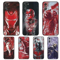 ink painting marvel heroes for xiaomi redmi note 10s 10 9t 9s 9 8t 8 7s 7 6 5a 5 pro max soft black phone case