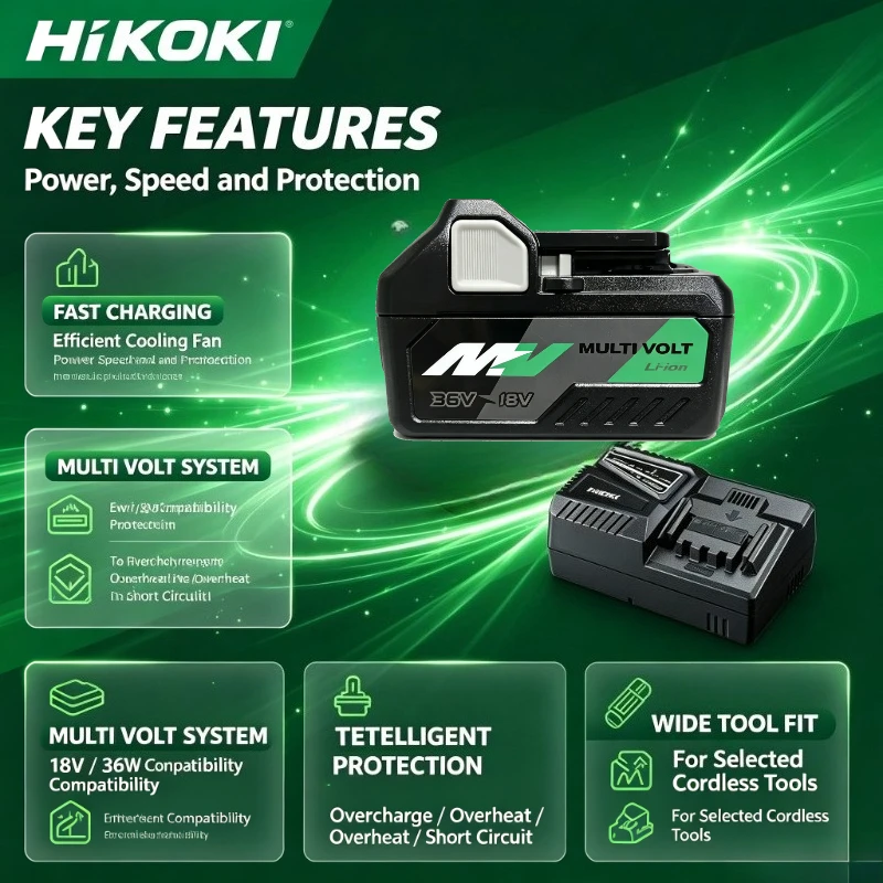 Фото Оригинальный аккумулятор Hitachi HiKOKI 18В/36В 8.0Ач 5.0Ач BSL3640MVT BSL36B18 BSL1860 BSL1840 EBM1830 для ударной дрели-шуруповерта и шлифовальной машины. №4