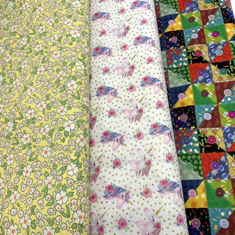 

Pure All Cotton Plain Printed Patchwork Cartoon Handmade DIY Doll Clothes Skirt Bag with Purse Frame Fabric Cartoon Character