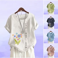 summer floral print t shirt women round neck tops fashion short sleeve shirt casual tee shirt plus size top ladies loose blouses