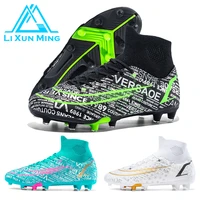 soccer shoes men hot sale black waterproof high ankle football boots fgtf 2022 summer new football training sneakers unisex